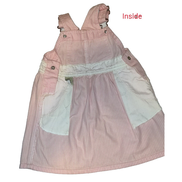 OshKosh Pink Pinstripe Denim Dress VESTBAK Overalls Jumper New NWT Tag Baby 18m - Picture 9 of 15